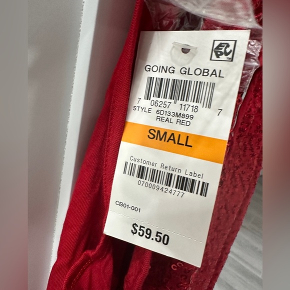 INC NYE red glitter keyhole halter top size small NWT - Picture 4 of 6